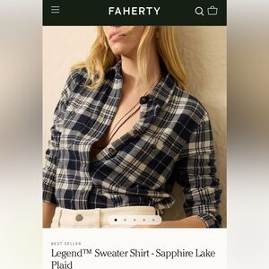 Faherty legend shirt Blue and grey  saphire plaid Shirt size XL